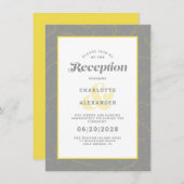 Modern Yellow & Gray Wedding Reception Pattern Informatiekaartje (Voorkant / Achterkant)