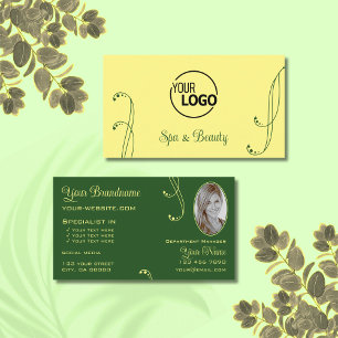 Modern Yellow Green, met Logo en foto Visitekaartje