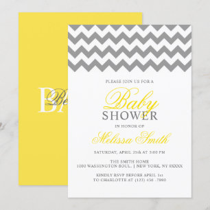 Modern Yellow Grey Chevron Neutral BABY SHOWER Kaart