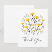 Modern Yellow Grey Floral Motif Bedankkaart (Voorkant / Achterkant)