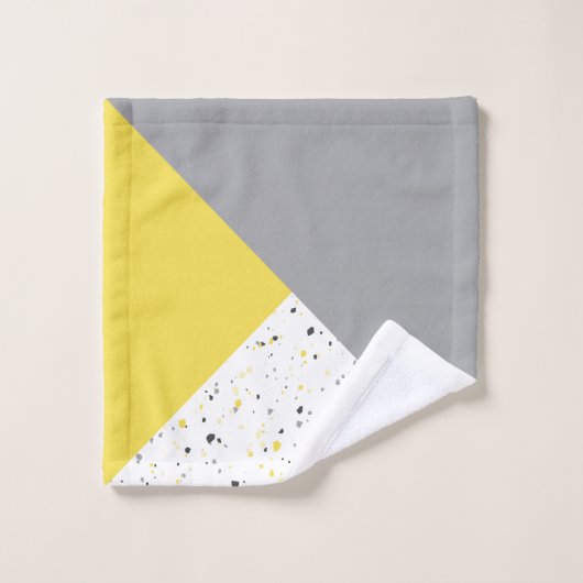 Modern Yellow Grey Terrazzo Bad Handdoek (Wasdoekje)
