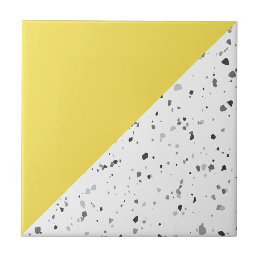 Modern Yellow Grey Terrazzo Tegeltje (Voorkant)