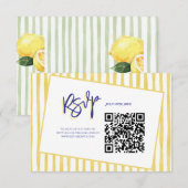 Modern Yellow Hand Written Stripe QR Code Wedding RSVP Kaartje (Voorkant / Achterkant)
