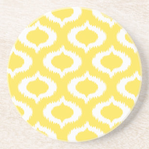 Modern Yellow Ikat Diamonds Zandsteen Onderzetter