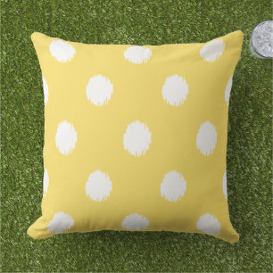Modern Yellow Ikat Stippen Patroon Buitenkussen