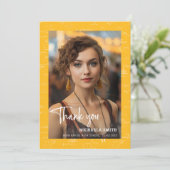 Modern Yellow Math Script Photo Graduation  Bedankkaart (Staand voorkant)