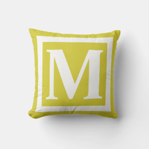 Modern Yellow Monogram Letter M Buitenkussen