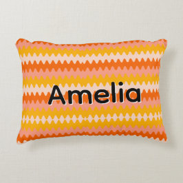 Modern Yellow, Orange & White Zig Zag Pattern Accent Kussen