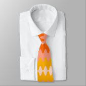 Modern Yellow, Orange & White Zig Zag Pattern Stropdas (Gebonden)