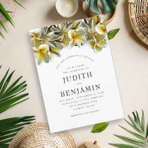 Modern Yellow Plumeria Wedding Kaart