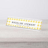 Modern Yellow Polka Dot Personalized Professional Bureau Naambordje (Voorkant)