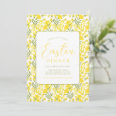 Modern Yellow Spring Floral Bow Easter Dinner Kaart (Staand voorkant)