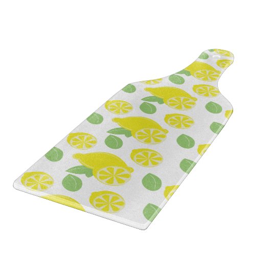Modern Yellow Summer Fun Lemon Slices Green Snijplank (Hoek)