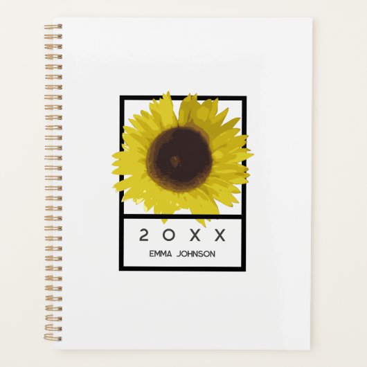 Modern Yellow Sunflower Floral Custom Name 2026 (Devant)