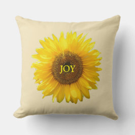 Modern Yellow Sunflower op Champagne Beige Kussen