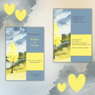Modern Yellow Tree Landscape destination Wedding Kaart