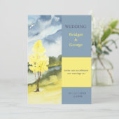 Modern Yellow Tree Landscape destination Wedding Kaart (Staand voorkant)