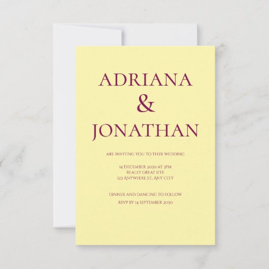 Modern Yellow Wedding Invitation -  Kaart (Voorkant)