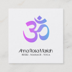 *~* Modern Yoga Energy Healer Aum Om Symbol Vierkante Visitekaartje