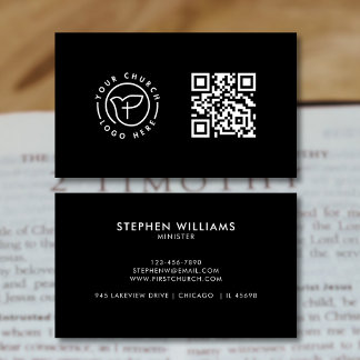Modern Your Church Logo QR Code Zwart-wit Visitekaartje