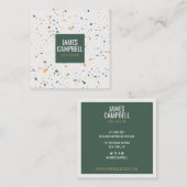 Modern zacht groen terrazzo marmer abstract patroo vierkante visitekaartje (Voorkant / Achterkant)