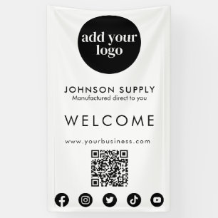 Modern Zakelijk Bedrijfslogo en QR-code Spandoek