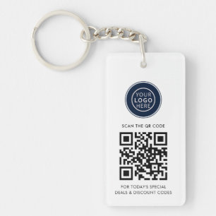 Modern Zakelijk Logo en QR Code Minimalistisch Sleutelhanger
