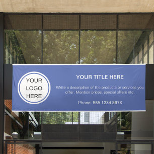 Modern Zakelijk Logo Promotionele Reclame Blauw Spandoek