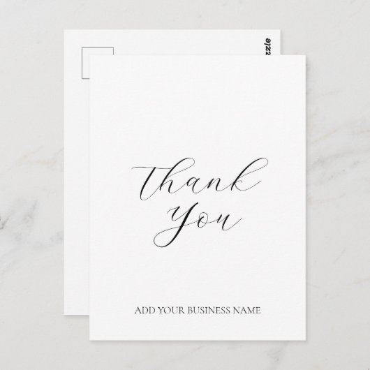 Modern Zakelijk Logo Script Bedankt Wit Briefkaart (Voorkant / Achterkant)