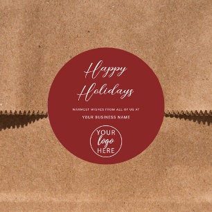 Modern Zakelijk Logo Script Prettige Feestdagen Ronde Sticker