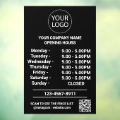 Modern Zakelijk Openingstijden Logo Qr Code Zwart Raamsticker (Vel 3)