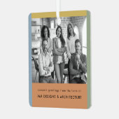 Modern Zakelijk Zwart-wit Kerstmis Metalen Ornament (Voorkant links)