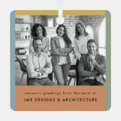 Modern Zakelijk Zwart-wit Kerstmis Metalen Ornament (Voorkant)