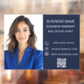 Modern Zakelijke Foto Contactgegevens blauw Raamsticker (Vel 2)