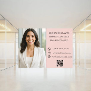 Modern Zakelijke Foto Contactgegevens roze Raamsticker