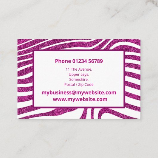 Modern Zebra Pattern Elegant Visitekaartje (Achterkant)