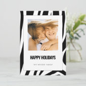 Modern Zebra Prettige feestdagen zwart en wit Feestdagenkaart (Staand voorkant)