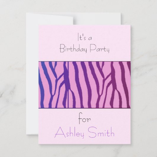 Modern Zebra Print Birthday Uitnodiging (Voorkant)