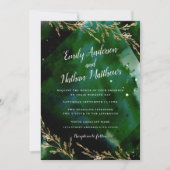 Modern Zee Green Emerald Wedding Invitation Kaart (Voorkant)