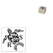 Modern Zee Turtle Monogram, Bruiloft Rubberstempel (Gestempeld)