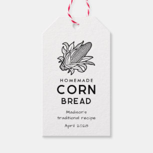Modern zelfgemaakt maïsbrood met cob-pictogram cadeaulabel
