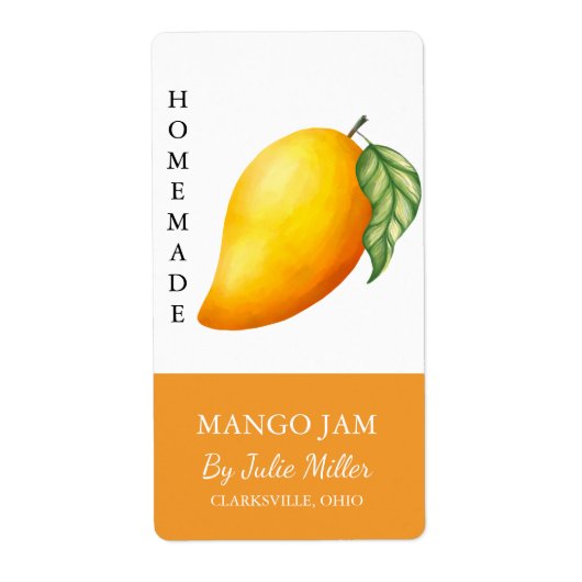 Modern Zelfgemaakt Mango Jam Label (Voorkant)
