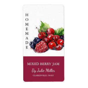 Modern Zelfgemaakt Mixed Berry Jam Label