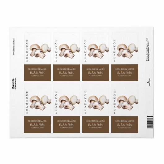 Modern Zelfgemaakt Mushroom Sauce Label (Full Sheet)
