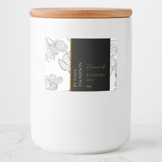 Modern Zelfgemaakt Raspberry Jam Label Voedselcontainer Etiket (Voorkant)