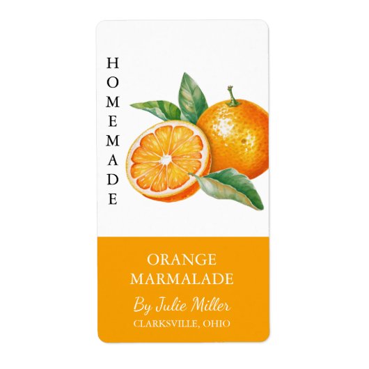 Modern Zelfgemaakt Sinaasappel Marmalade Label (Voorkant)