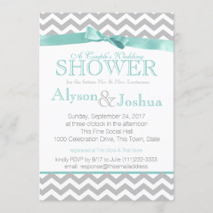 Modern Zigzag Aqua Wedding Shower Kaart