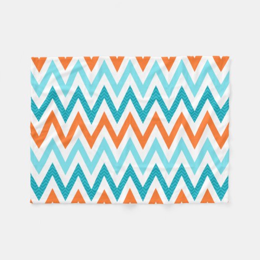 Modern ZigZag Chevron Oranje Aqua Blue Pattern Fleece Deken (Voorkant (Horizontaal))