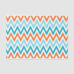 Modern ZigZag Chevron Oranje Aqua Blue Pattern Tissuepapier