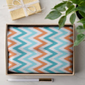 Modern ZigZag Chevron Oranje Aqua Blue Pattern Tissuepapier (Geschenk)